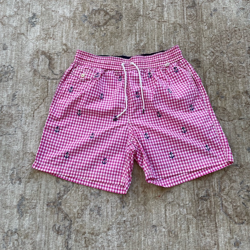 Ralph Lauren Pink Gingham Athletic Shorts